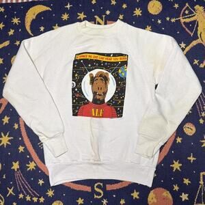 Vintage ALF Youth Sweatshirt, White, Space Graphic, Size 18/20, 1980s Retro